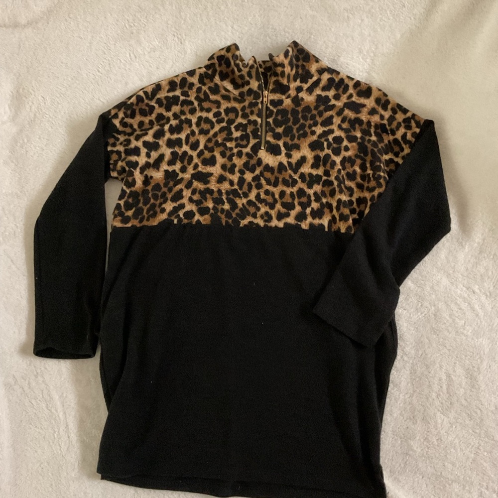 Leopard Print and Black Sweater